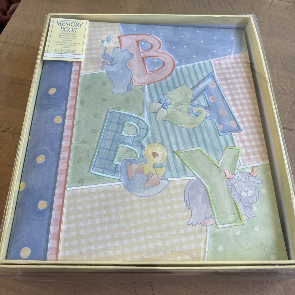 Vintage 2004 Gibson Baby Memory Book Album Photos Pastel Embroidered Sweet